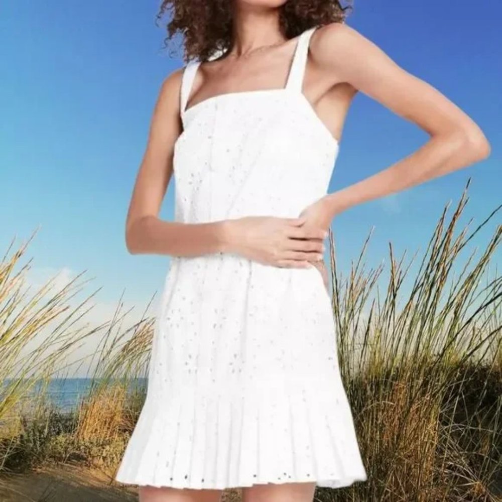 Alexis x Target Dress Womens White Pleated Eyelet Mini Feminine Modern L